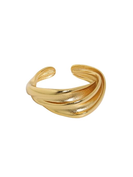 Dark gold [No. 13 adjustable] 925 Sterling Silver Irregular Vintage Band Ring